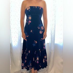 Free People strapless floral long dress (size XS/TP)